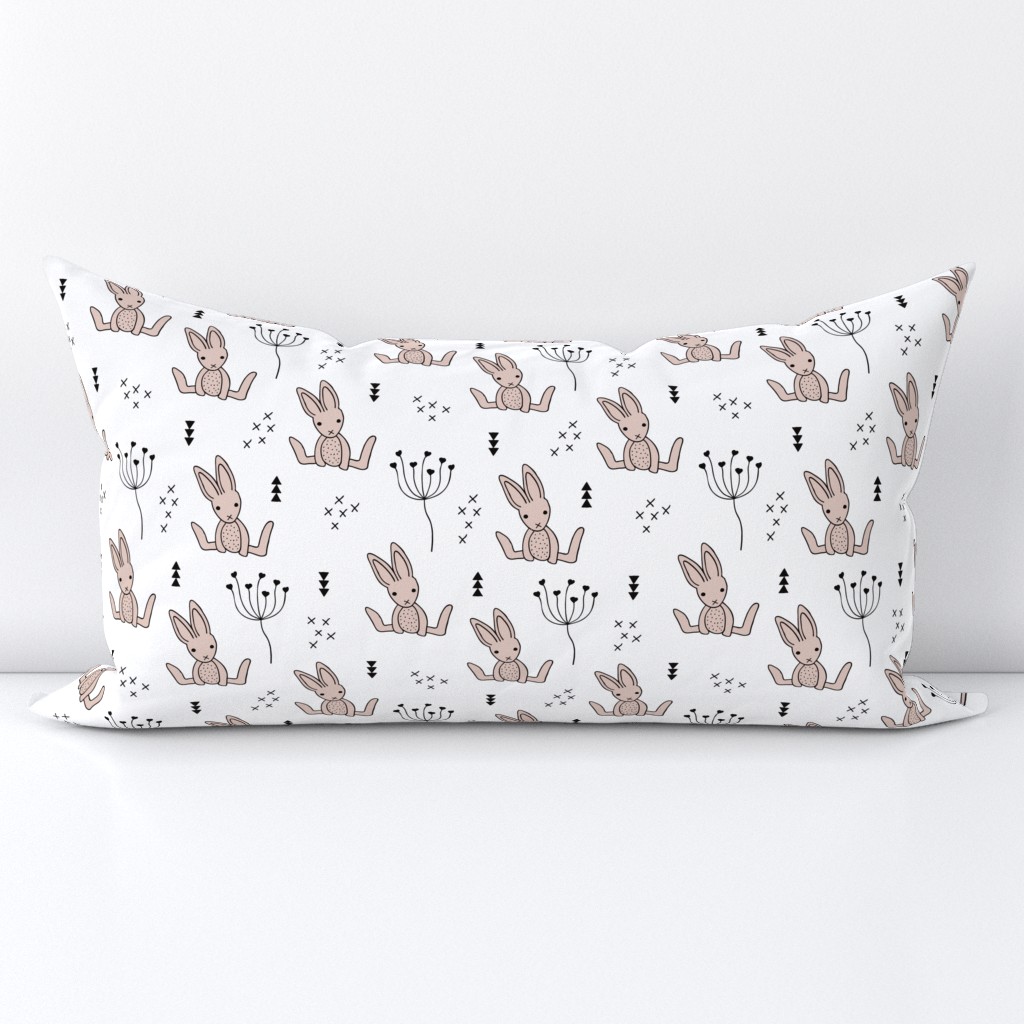 Adorable little baby bunny geometric scandinavian style rabbit for kids gender neutral black and white