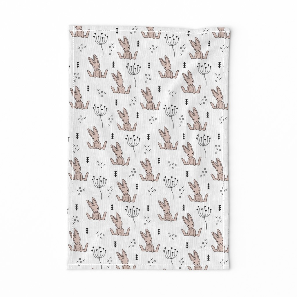 Adorable little baby bunny geometric scandinavian style rabbit for kids gender neutral black and white