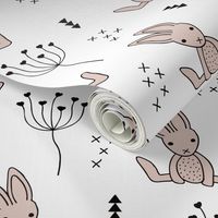 Adorable little baby bunny geometric scandinavian style rabbit for kids gender neutral black and white