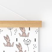 Adorable little baby bunny geometric scandinavian style rabbit for kids gender neutral black and white