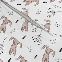 Adorable little baby bunny geometric scandinavian style rabbit for kids gender neutral black and white