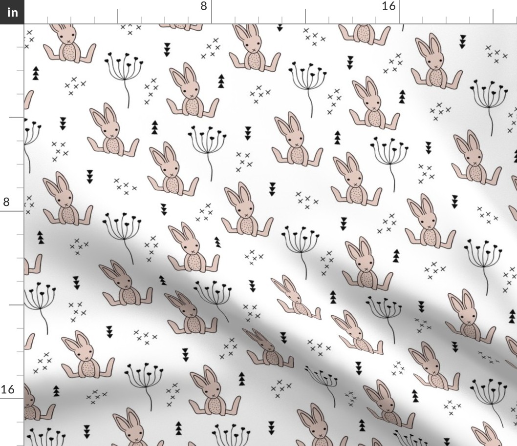 Adorable little baby bunny geometric scandinavian style rabbit for kids gender neutral black and white