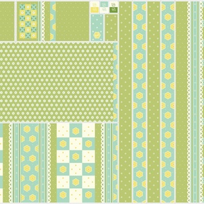 Checkerboard Tote - Victorian Green and Lemon - flexible kit plus bonus