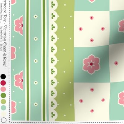 Checkerboard Tote - Victorian Green and Rose - flexible kit plus bonus