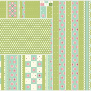 Checkerboard Tote - Victorian Green and Rose - flexible kit plus bonus
