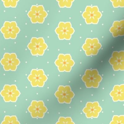 Cream Dots Floral - Victorian Lemon