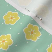 Cream Dots Floral - Victorian Lemon