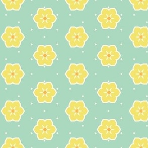 Cream Dots Floral - Victorian Lemon