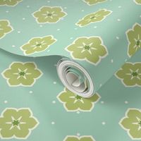 Cream Dots Floral - Victorian Green