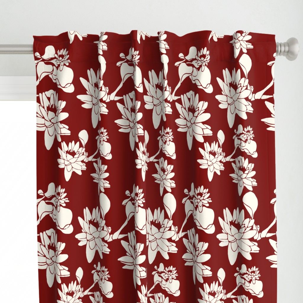 Water Lily print ivory oxblood