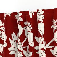 Water Lily print ivory oxblood