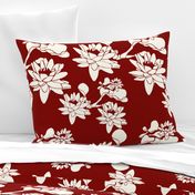 Water Lily print ivory oxblood