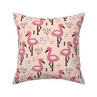 Cute little tropical flamingo birds for girls fun spring summer illustration design