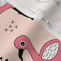 Cute little tropical flamingo birds for girls fun spring summer illustration design