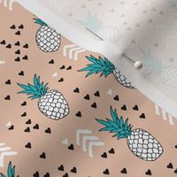 geometric summer pineapple ananas illustration with arrows and hearts gender neutral scandinavian style tropical fruit XS