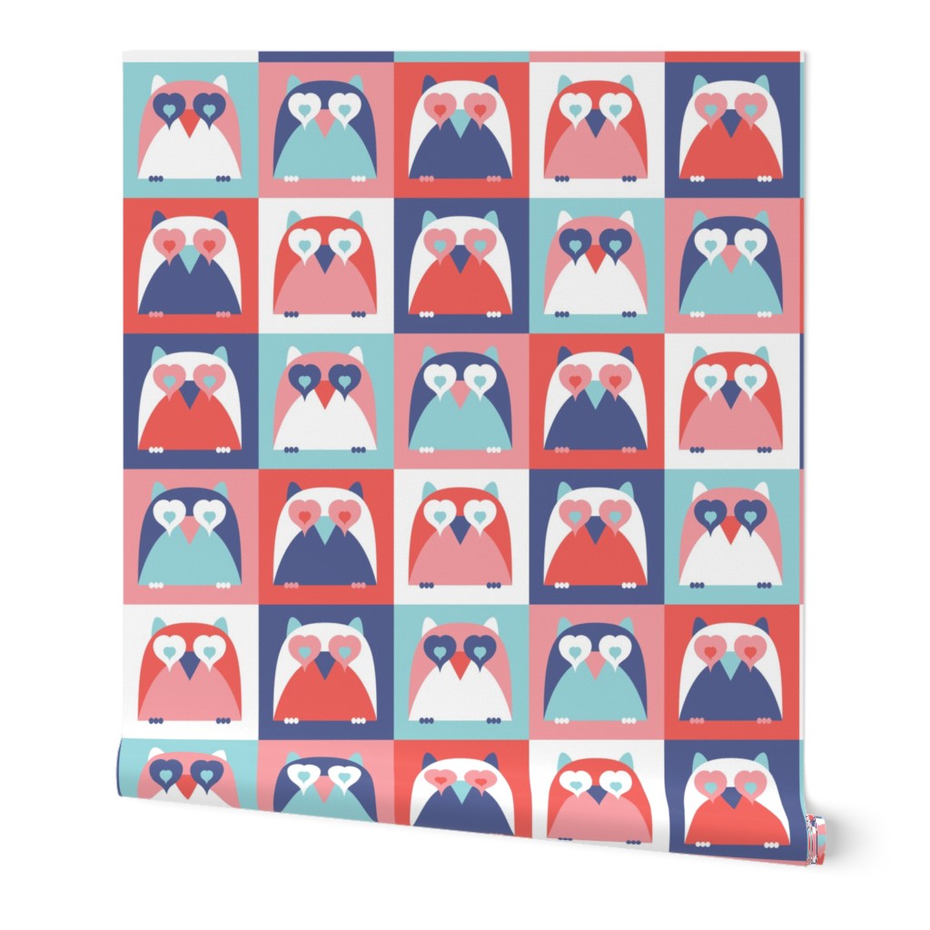 Who Loves You - Retro Valentine's Day Owl Hearts