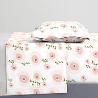 Pale Watercolor Floral - Peach, Blush, Grey, Olive Floral