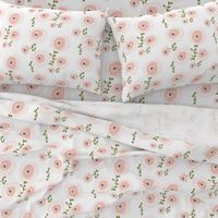 Pale Watercolor Floral - Peach, Blush, Grey, Olive Floral