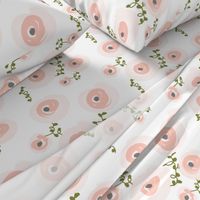 Pale Watercolor Floral - Peach, Blush, Grey, Olive Floral