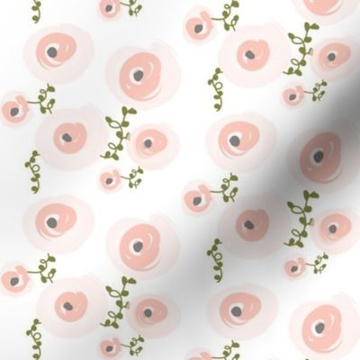 Pale Watercolor Floral - SMALL VERSION -  Blush, Peach, Grey, Olive Floral