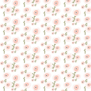 Pale Watercolor Floral - SMALL VERSION -  Blush, Peach, Grey, Olive Floral