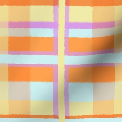 Fuzzy Plaid in Lavender, Blue, Orange & Yellow