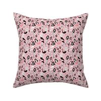 Sweet little mermaid girls theme with deep sea ocean coral illustration details pink black and white XS