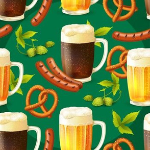 Octoberfest Beer, Bratz, Hops and Pretzles