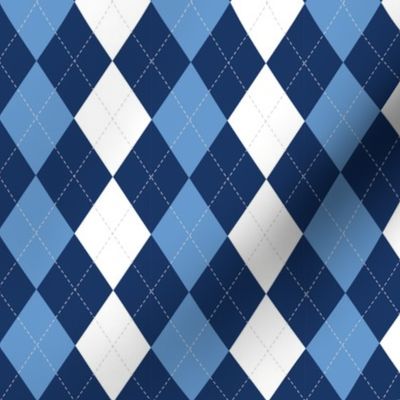 Blue Argyle Diamond Pattern Preppy Pattern, Light Blue and Dark Blue