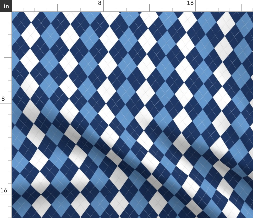 Blue Argyle Diamond Pattern Preppy Pattern, Light Blue and Dark Blue