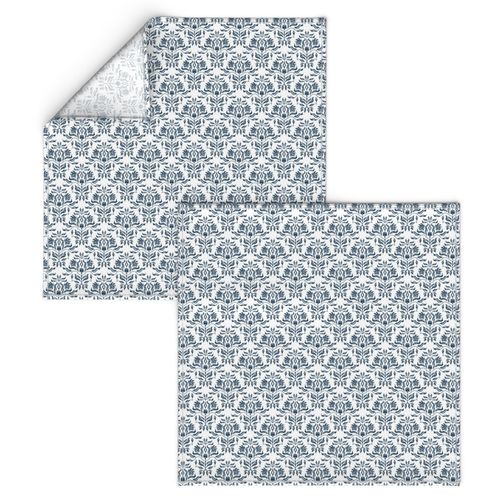 Seaweed Damask- Navy/White