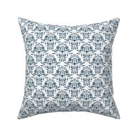 Seaweed Damask- Navy/White