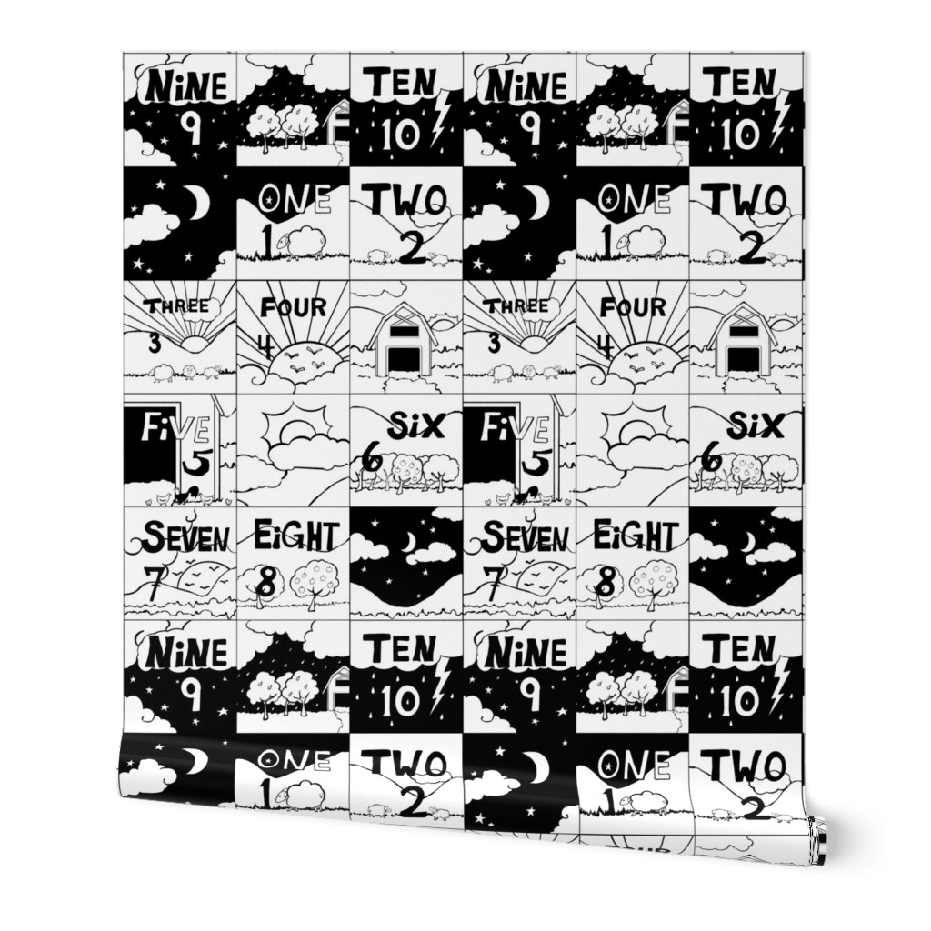 Numbers Quilt b&w