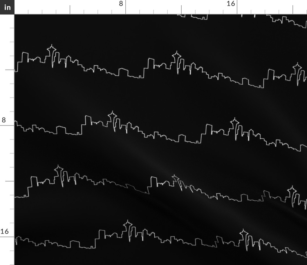 Seattle Skyline on Black // Large
