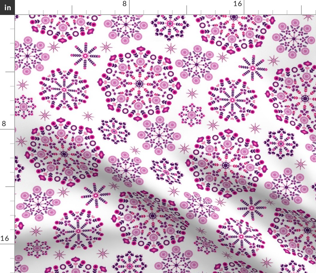 Cool ice flower snow flake design in bright pink