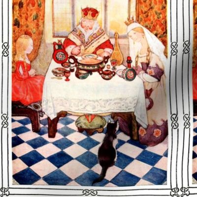 cats princesses kings queens meals food palace royalty harlequin fairy tales castles lunch vintage retro kitsch