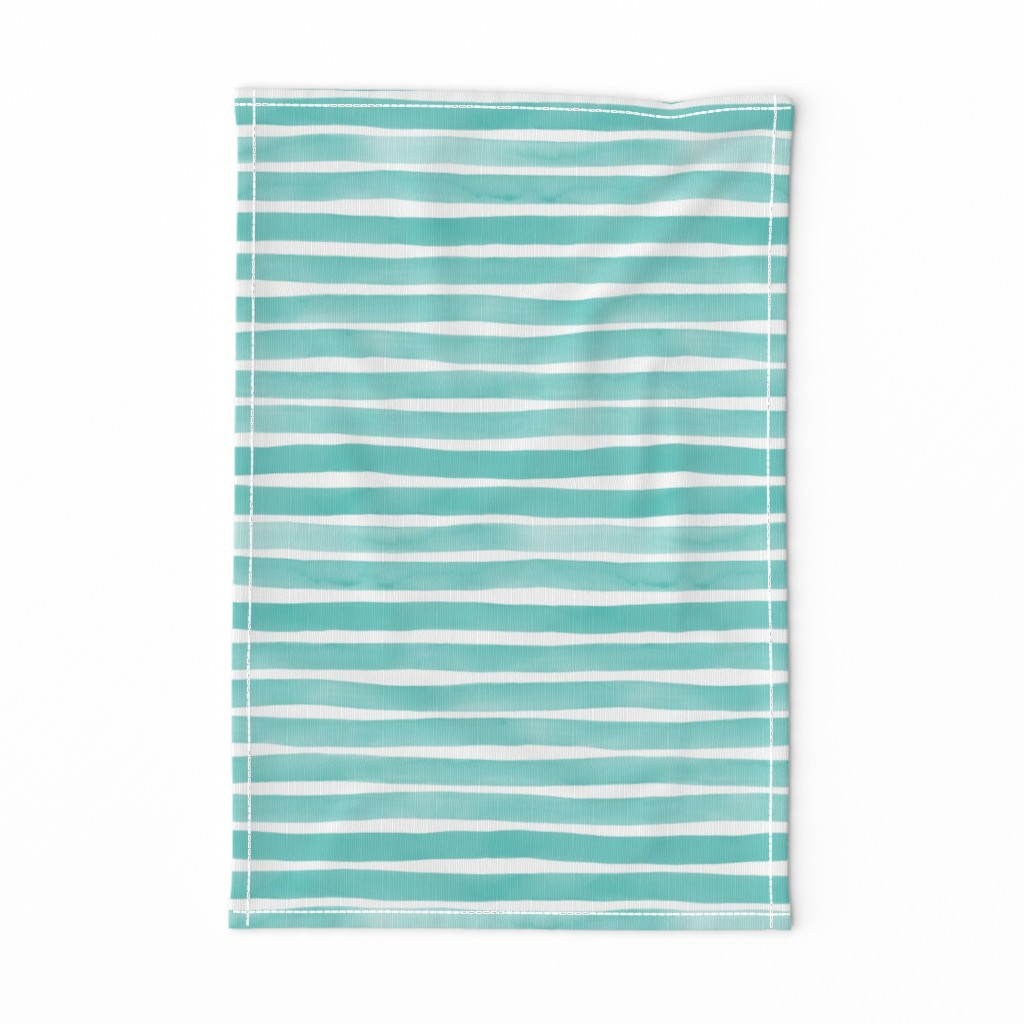 Watercolor Stripes M+M Aqua by Friztin