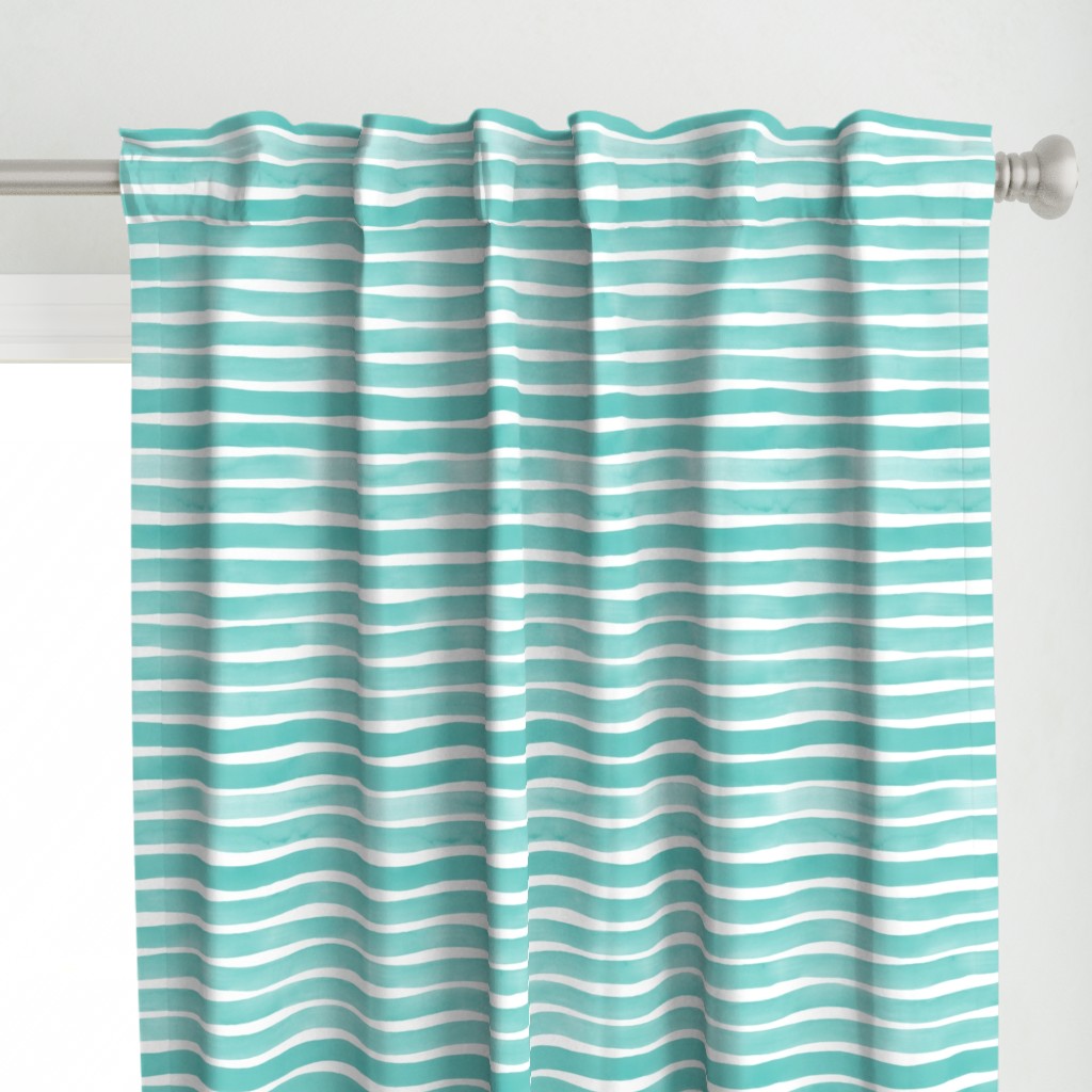 Watercolor Stripes M+M Aqua by Friztin