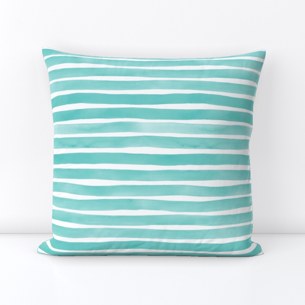 Watercolor Stripes M+M Aqua by Friztin