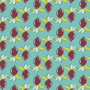 Berries and leaves on Teal_Miss Chiff Designs