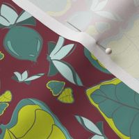 Tropical Leaves LG on Maroon_Miss Chiff Designs