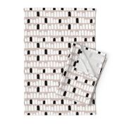 Scandinavian scallop abstract paint and brush stroke stripes and spots beige black and white