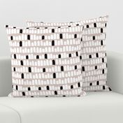 Scandinavian scallop abstract paint and brush stroke stripes and spots beige black and white