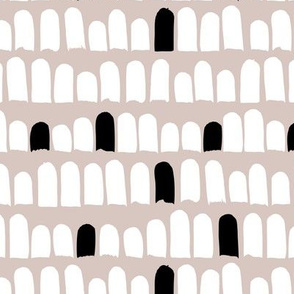 Scandinavian scallop abstract paint and brush stroke stripes and spots beige black and white