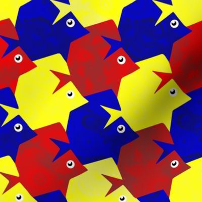 Tesselating Fish Fractal Primary Colors