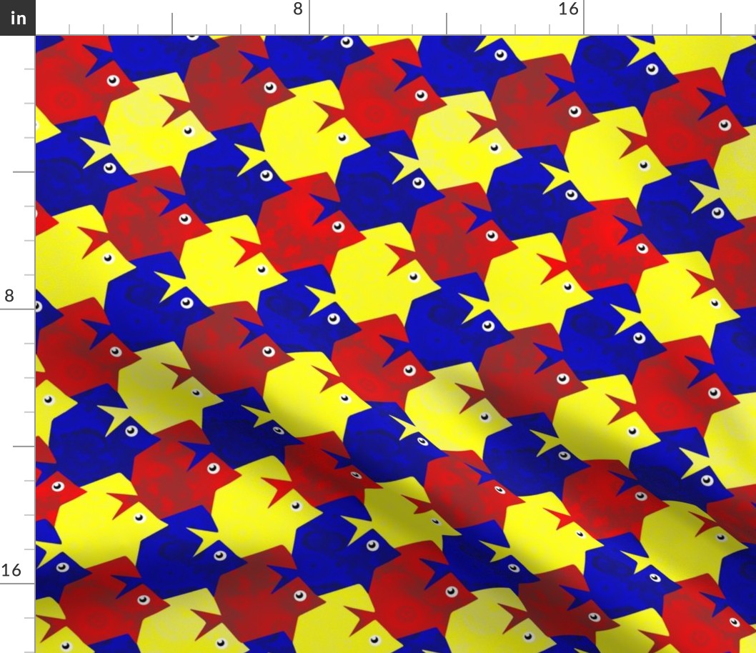 Tesselating Fish Fractal Primary Colors