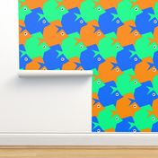 Tesselating Fish Blue Orange Mint