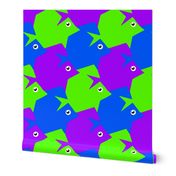 Tesselating Fish Blue Green Purple
