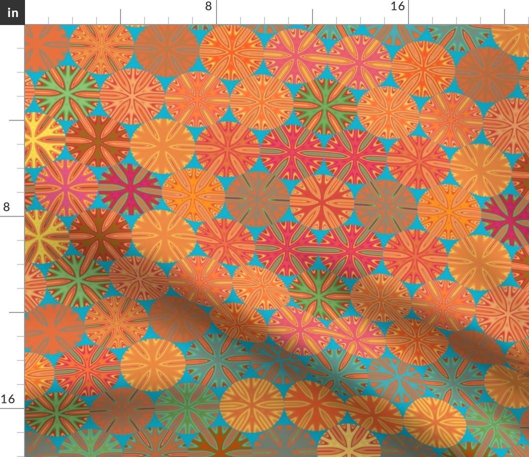 Citrus Slices Geometric in  blue large 