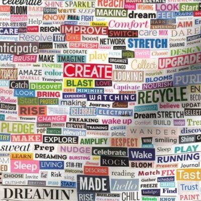 Ransom Note (Full-Color Verbs) || cut paper word collage